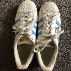 blue adidas superstars